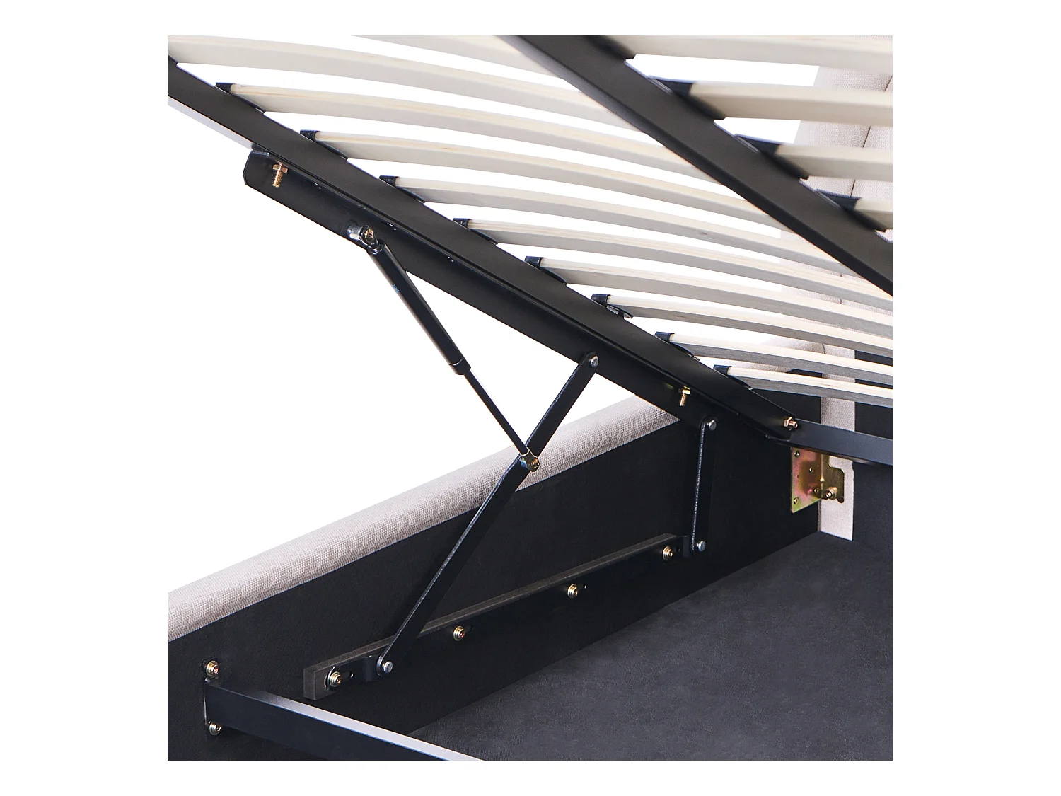 Lit ottoman Tissu MOUZON 160 x 200 cm Beige clair