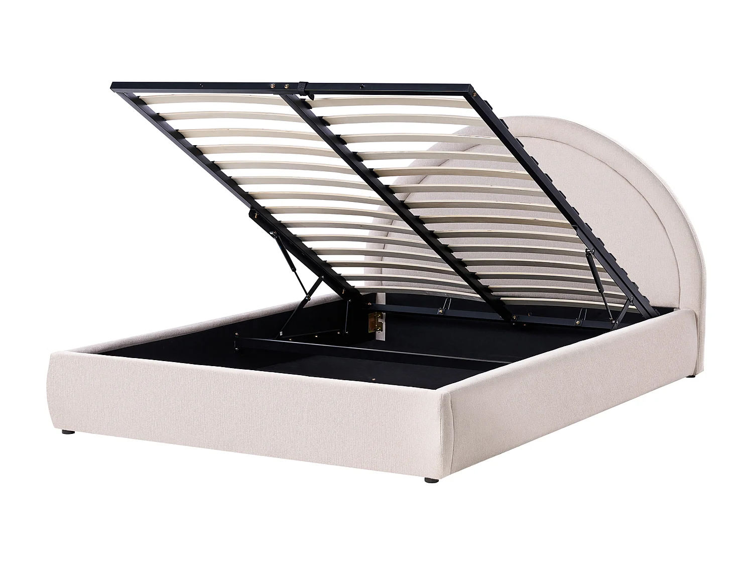 Lit ottoman Tissu MOUZON 160 x 200 cm Beige clair