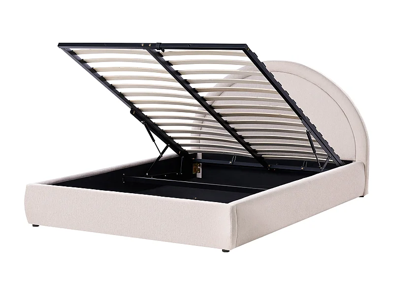 Lit ottoman Tissu MOUZON 160 x 200 cm Beige clair