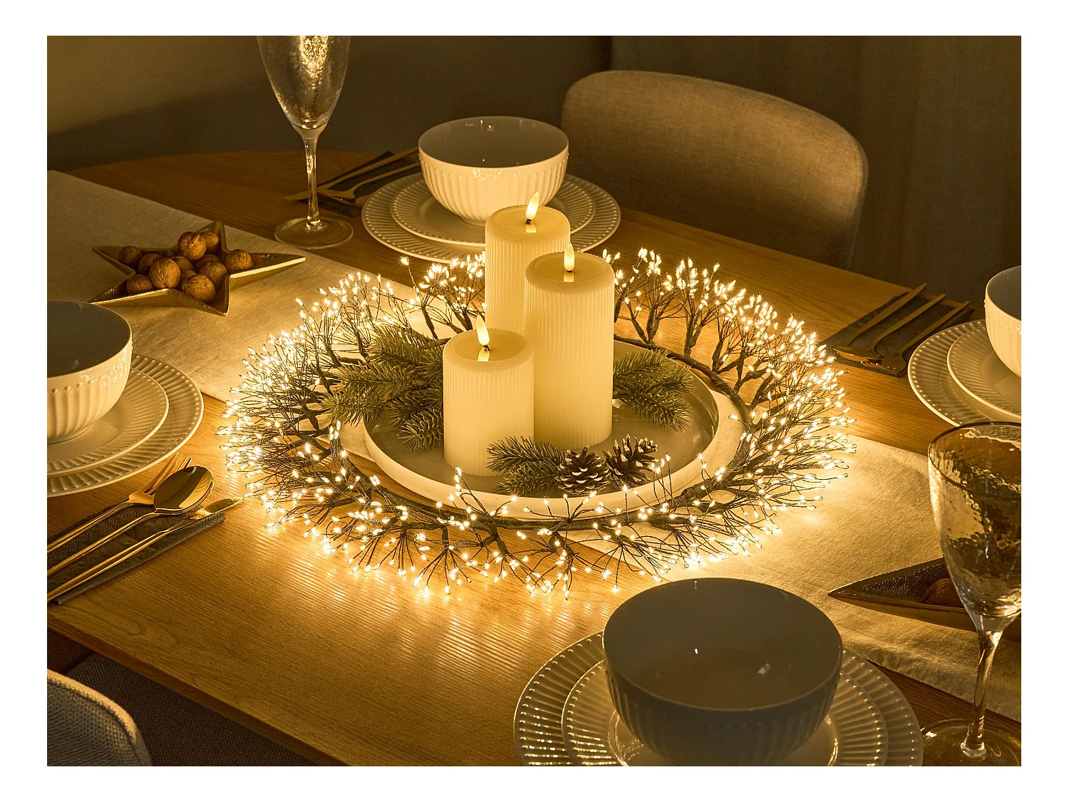 Couronne de Noël LED MUGGAN Couronne 52 cm Noir