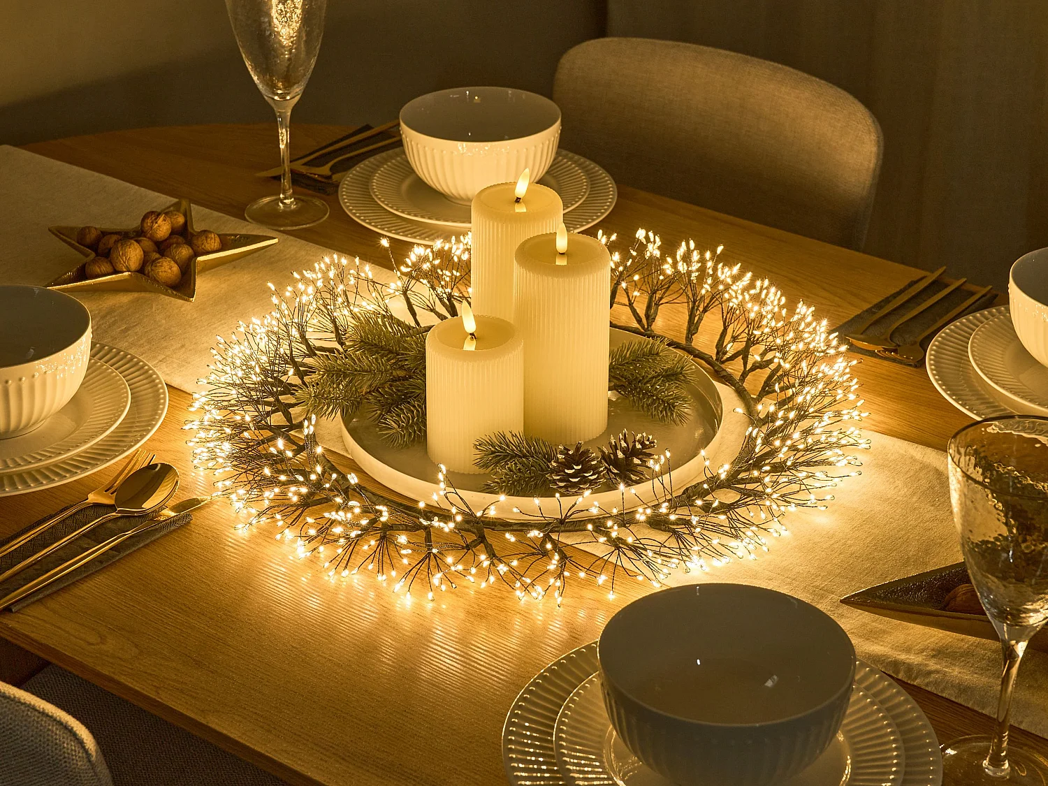 Couronne de Noël LED MUGGAN Couronne 52 cm Noir