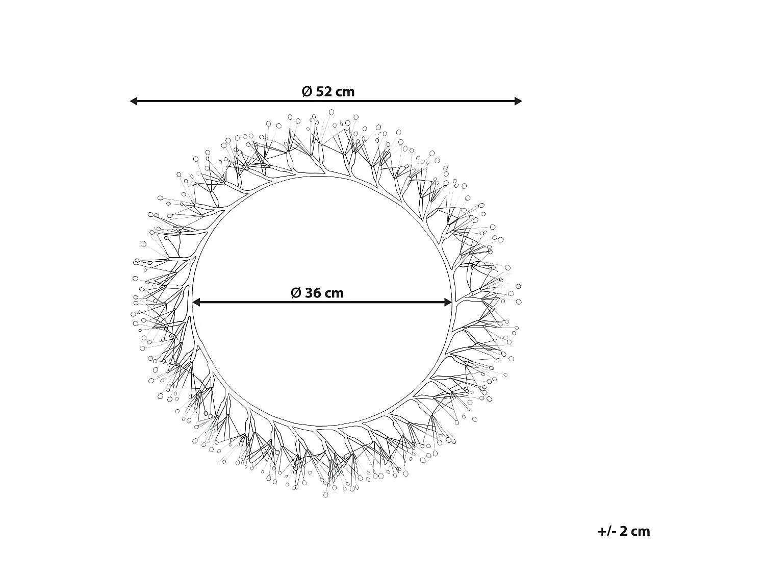 Couronne de Noël LED MUGGAN Couronne 52 cm Noir