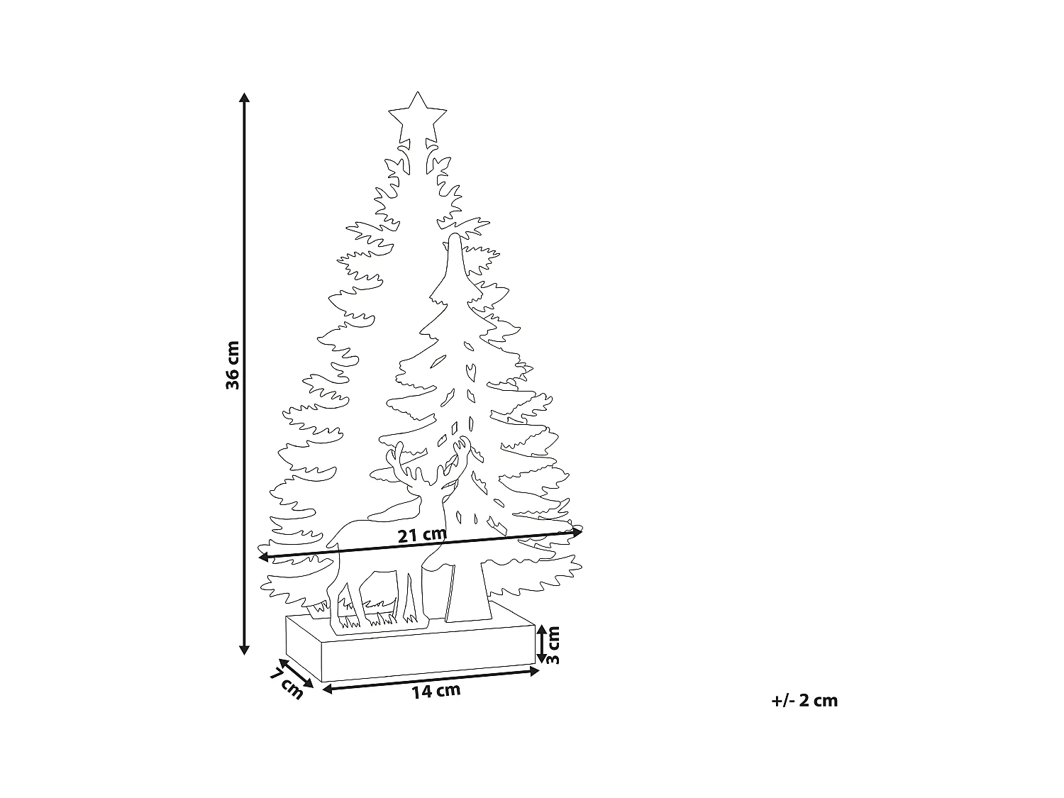 Décoration de Noël LED FEMAN Renne Arbre de Noël 36 cm Blanc