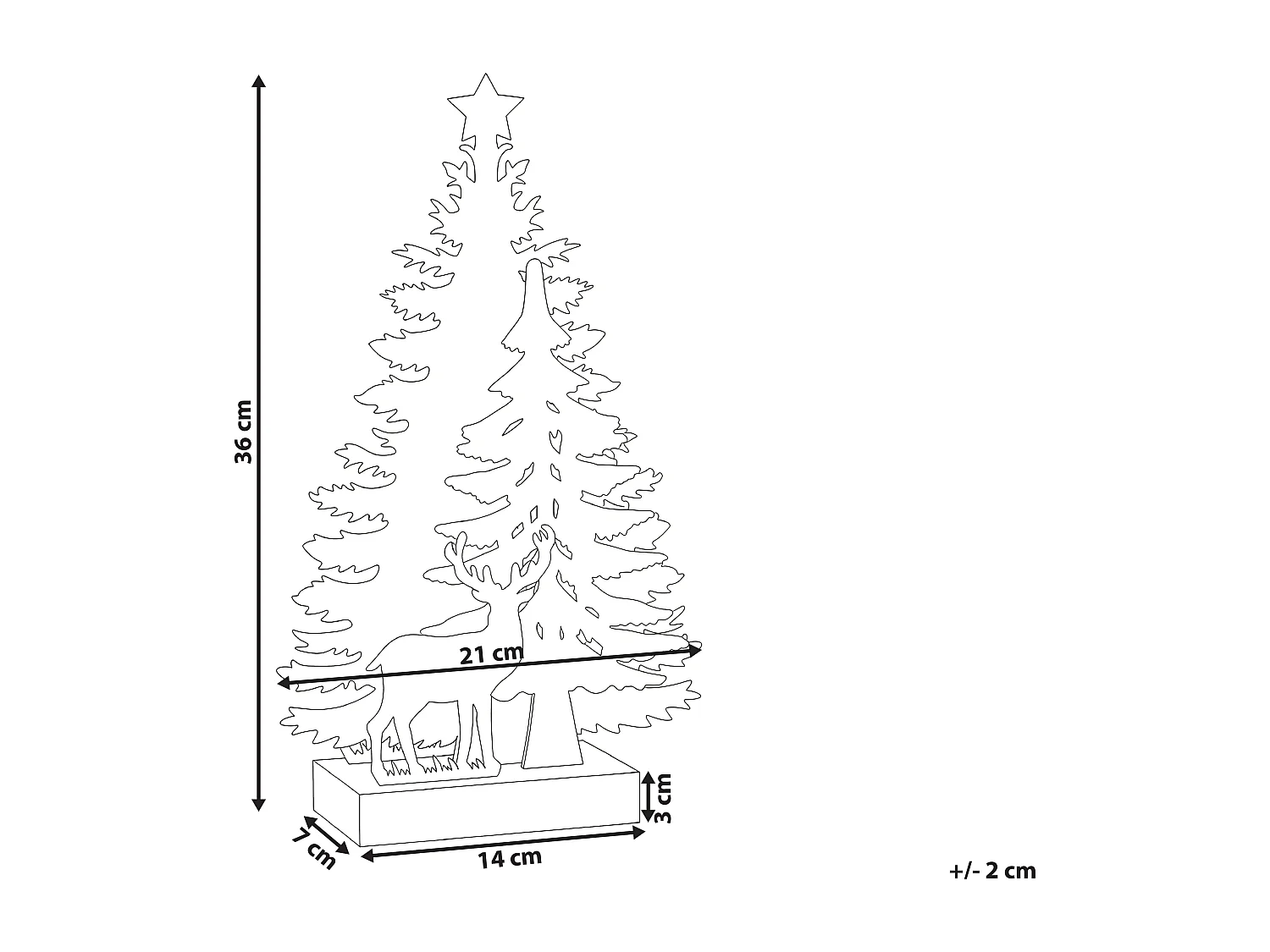 Décoration de Noël LED FEMAN Renne Arbre de Noël 36 cm Blanc