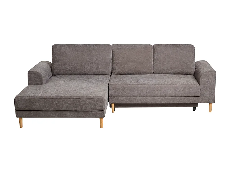 Canapé-lit d'angle 3 places NUBORG Tissu chenille Taupe Côté droit