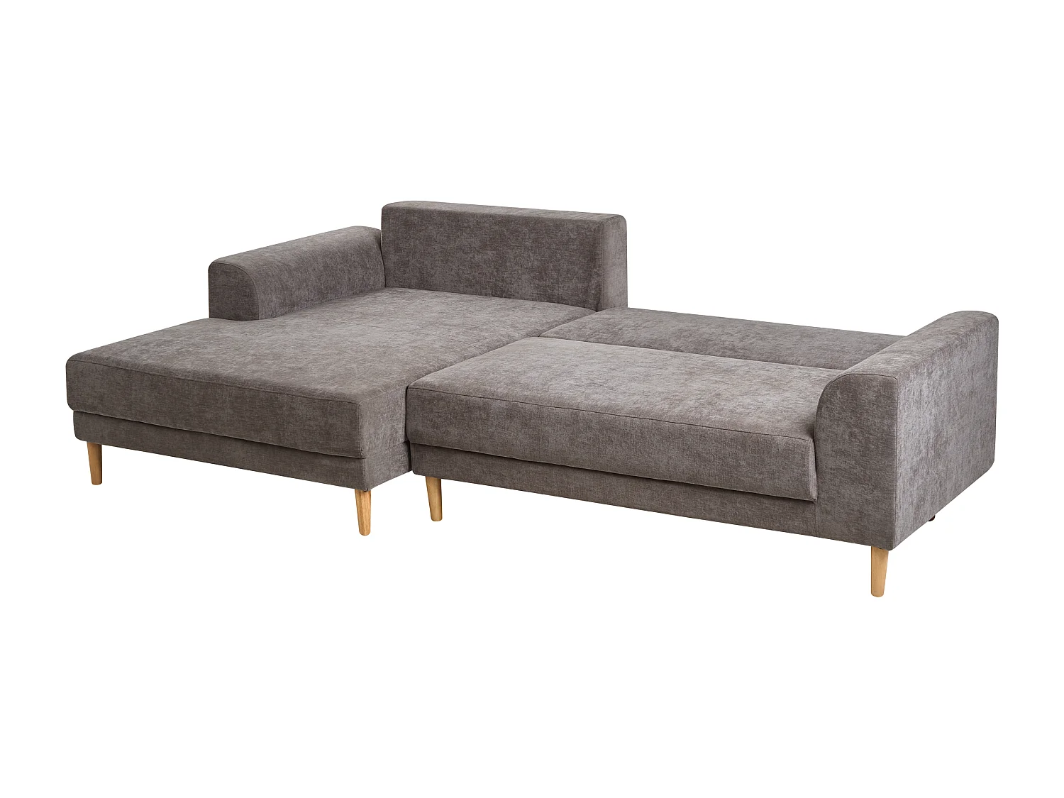 Canapé-lit d'angle 3 places NUBORG Tissu chenille Taupe Côté droit