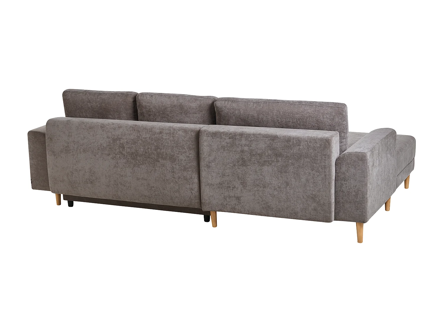 Canapé-lit d'angle 3 places NUBORG Tissu chenille Taupe Côté droit