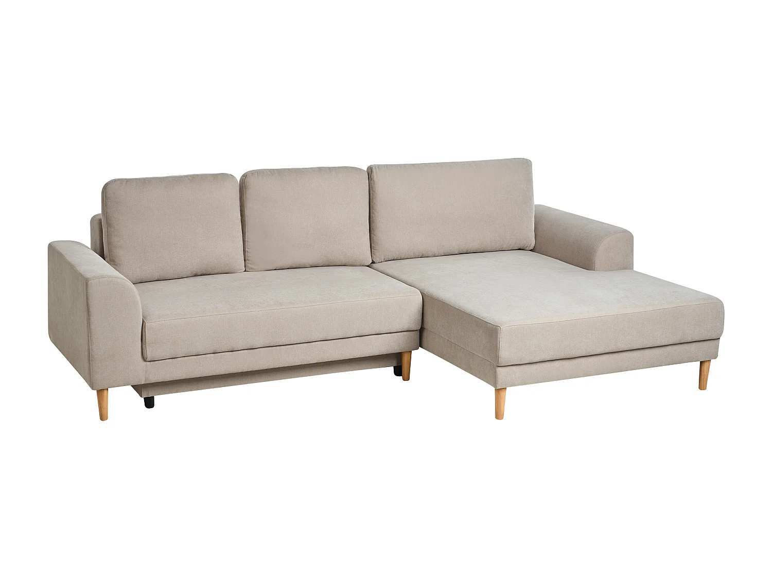 Canapé-lit d'angle 3 places NUBORG Tissu chenille Beige clair Côté droite