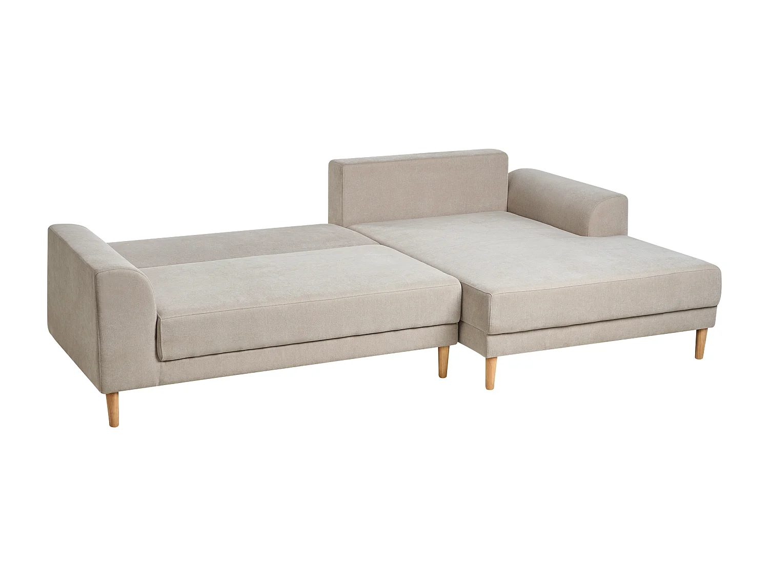 Canapé-lit d'angle 3 places NUBORG Tissu chenille Beige clair Côté droite