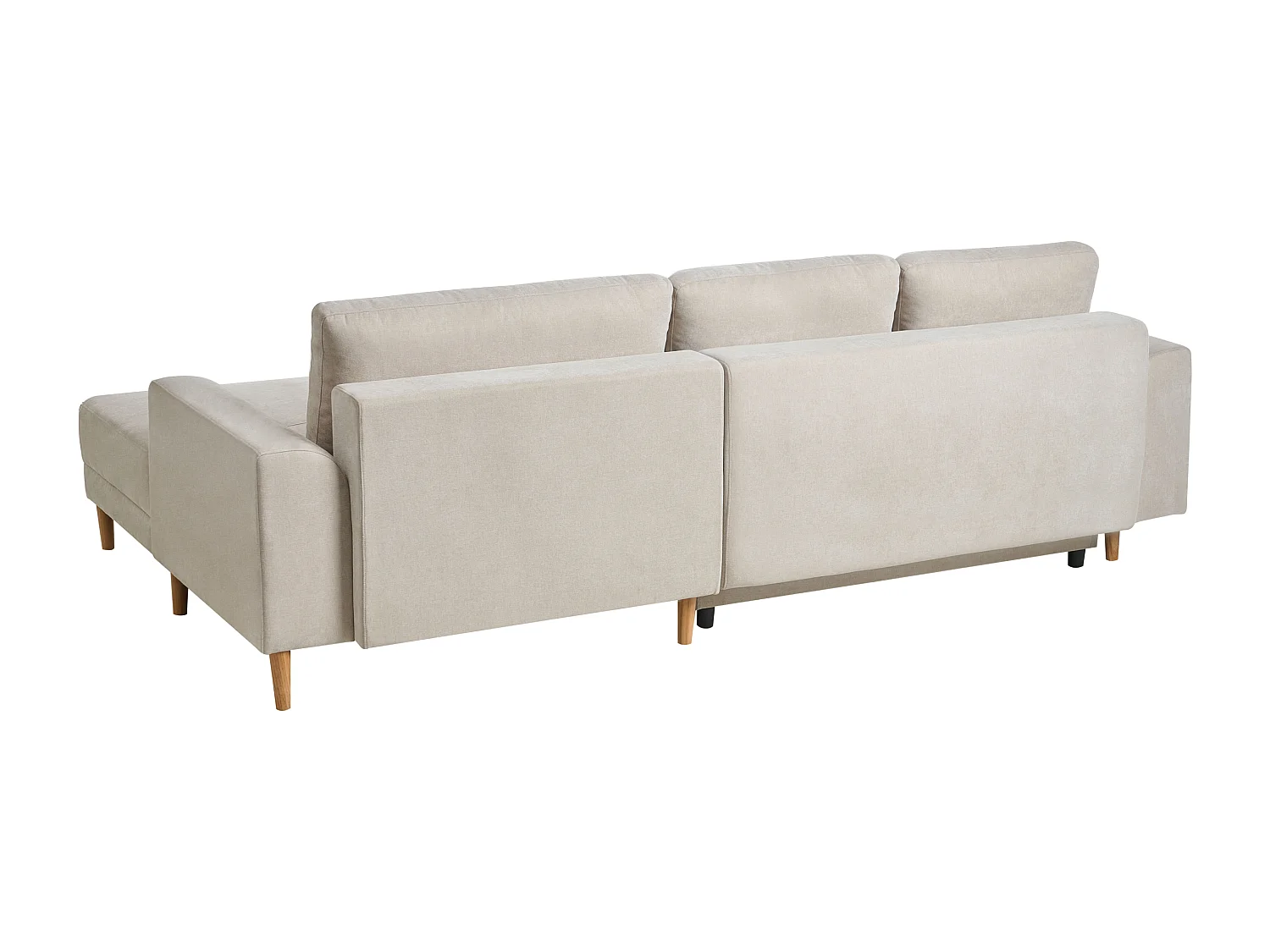 Canapé-lit d'angle 3 places NUBORG Tissu chenille Beige clair Côté droite