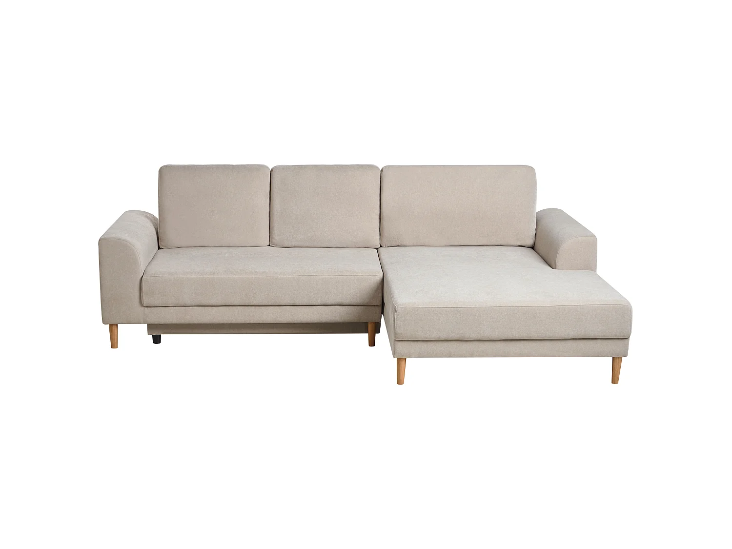 Canapé-lit d'angle 3 places NUBORG Tissu chenille Beige clair Côté gauche