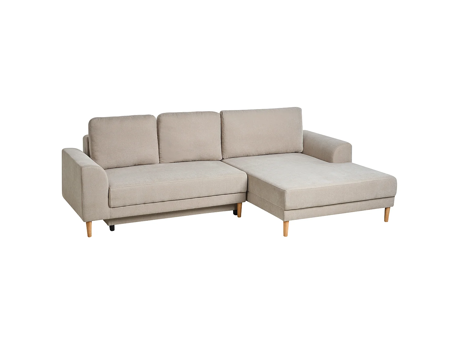 Canapé-lit d'angle 3 places NUBORG Tissu chenille Beige clair Côté gauche