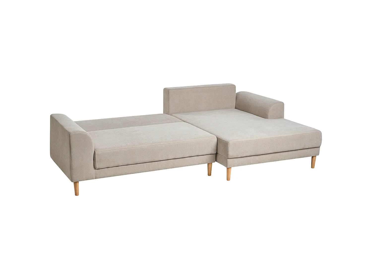 Canapé-lit d'angle 3 places NUBORG Tissu chenille Beige clair Côté gauche