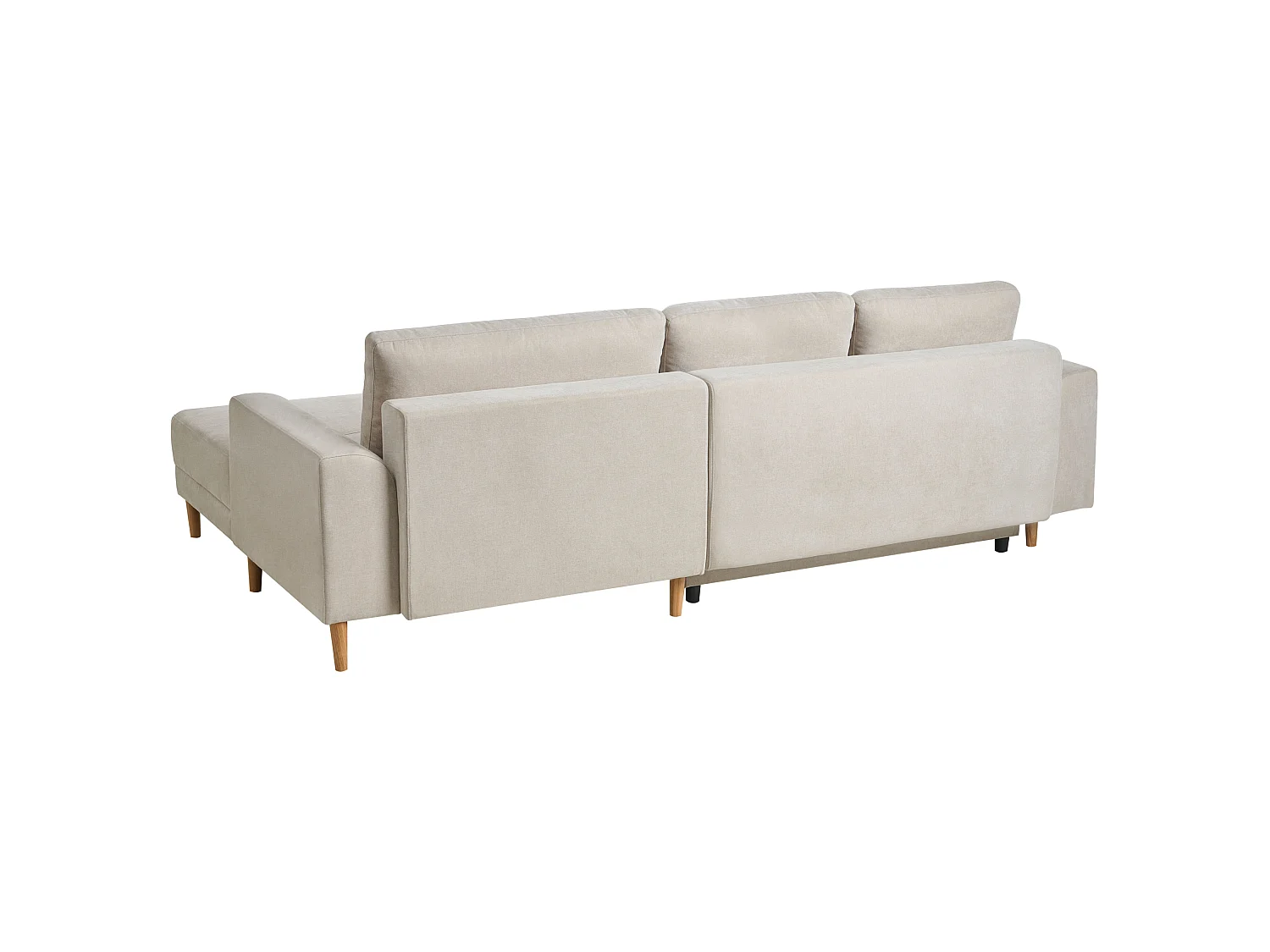 Canapé-lit d'angle 3 places NUBORG Tissu chenille Beige clair Côté gauche
