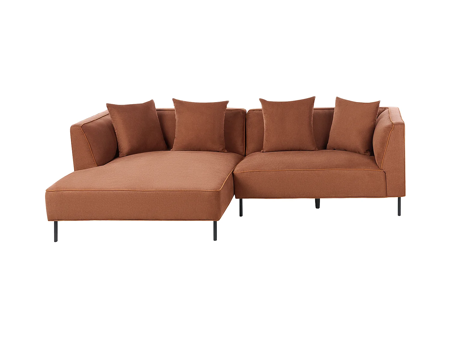 Canapé d'angle 3 places SATER Tissu Marron Côté droit