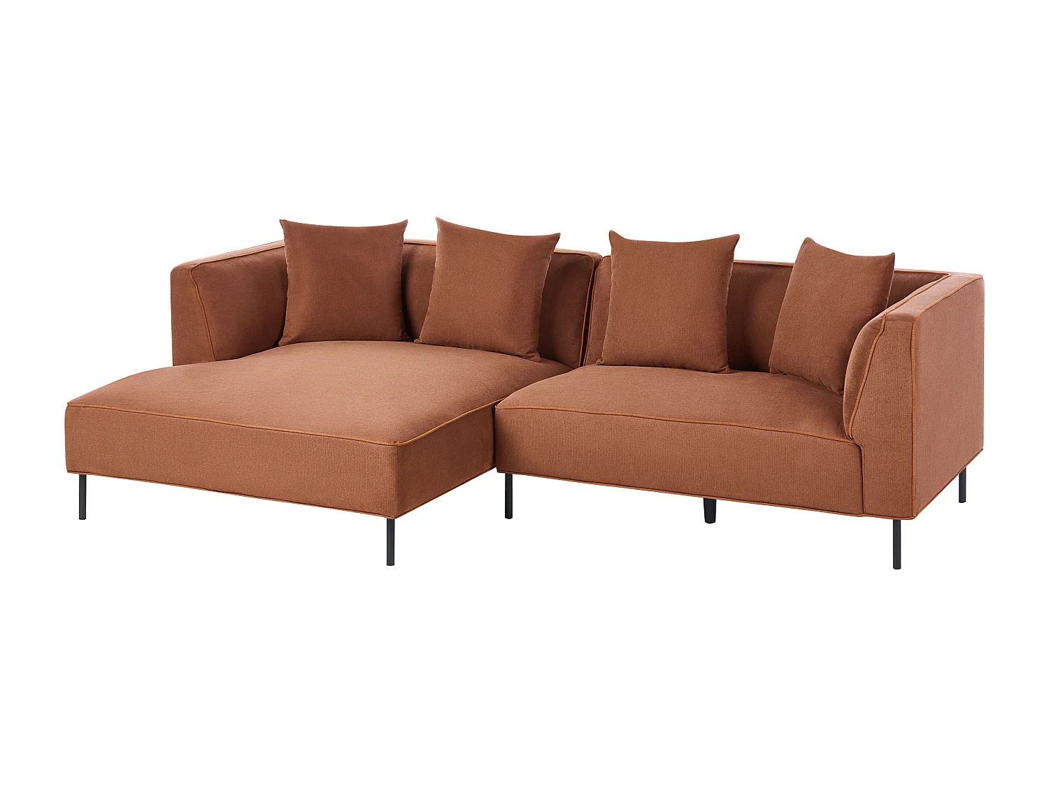 Canapé d'angle 3 places SATER Tissu Marron Côté droit