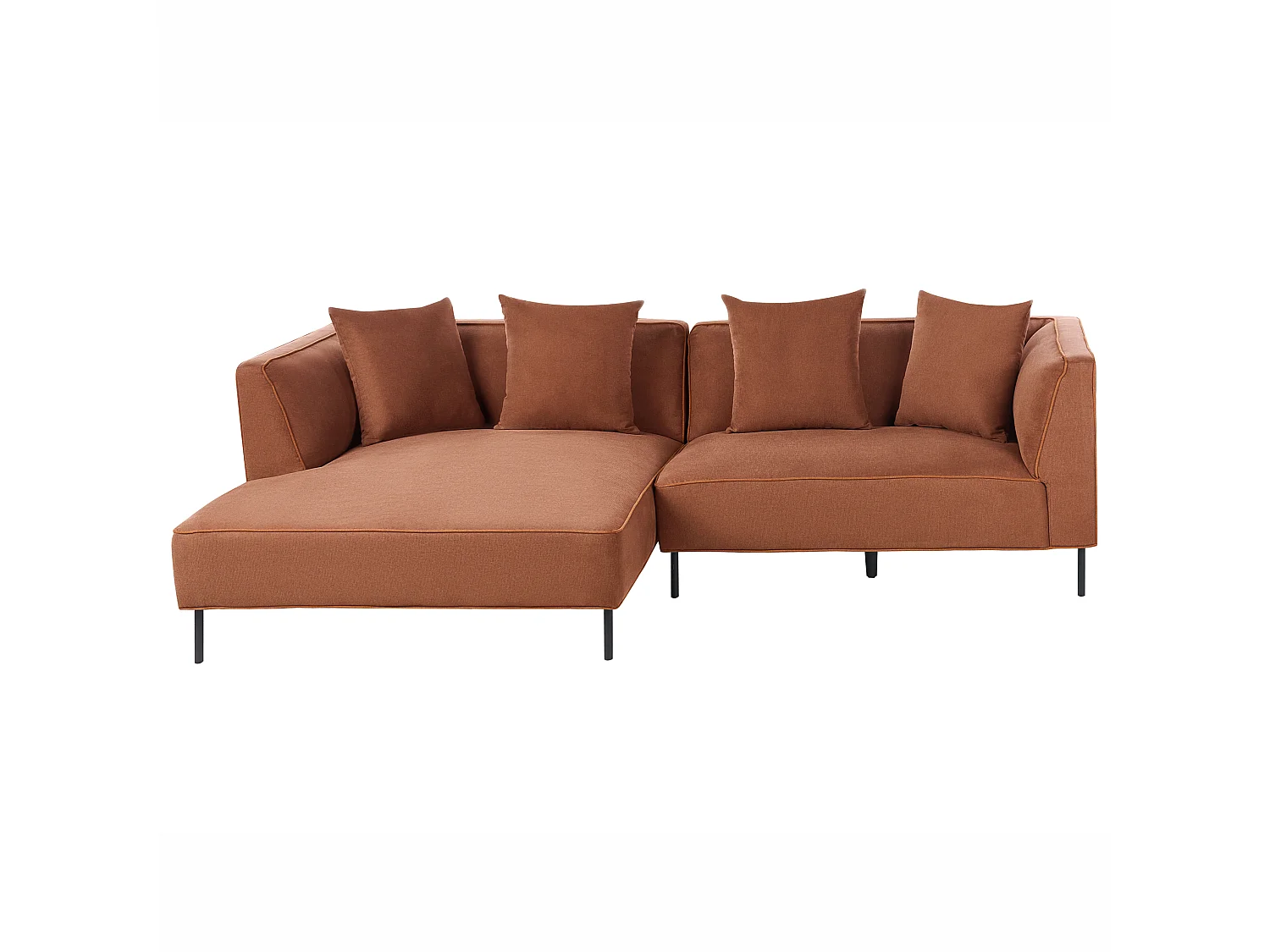Corner Sofa 3 Seater SATER Fabric Brown Right Hand
