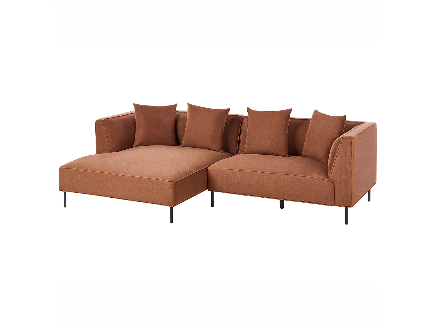 Corner Sofa 3 Seater SATER Fabric Brown Right Hand