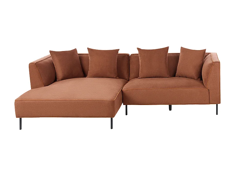 Canapé d\'angle 3 places SATER Tissu Marron Côté droit