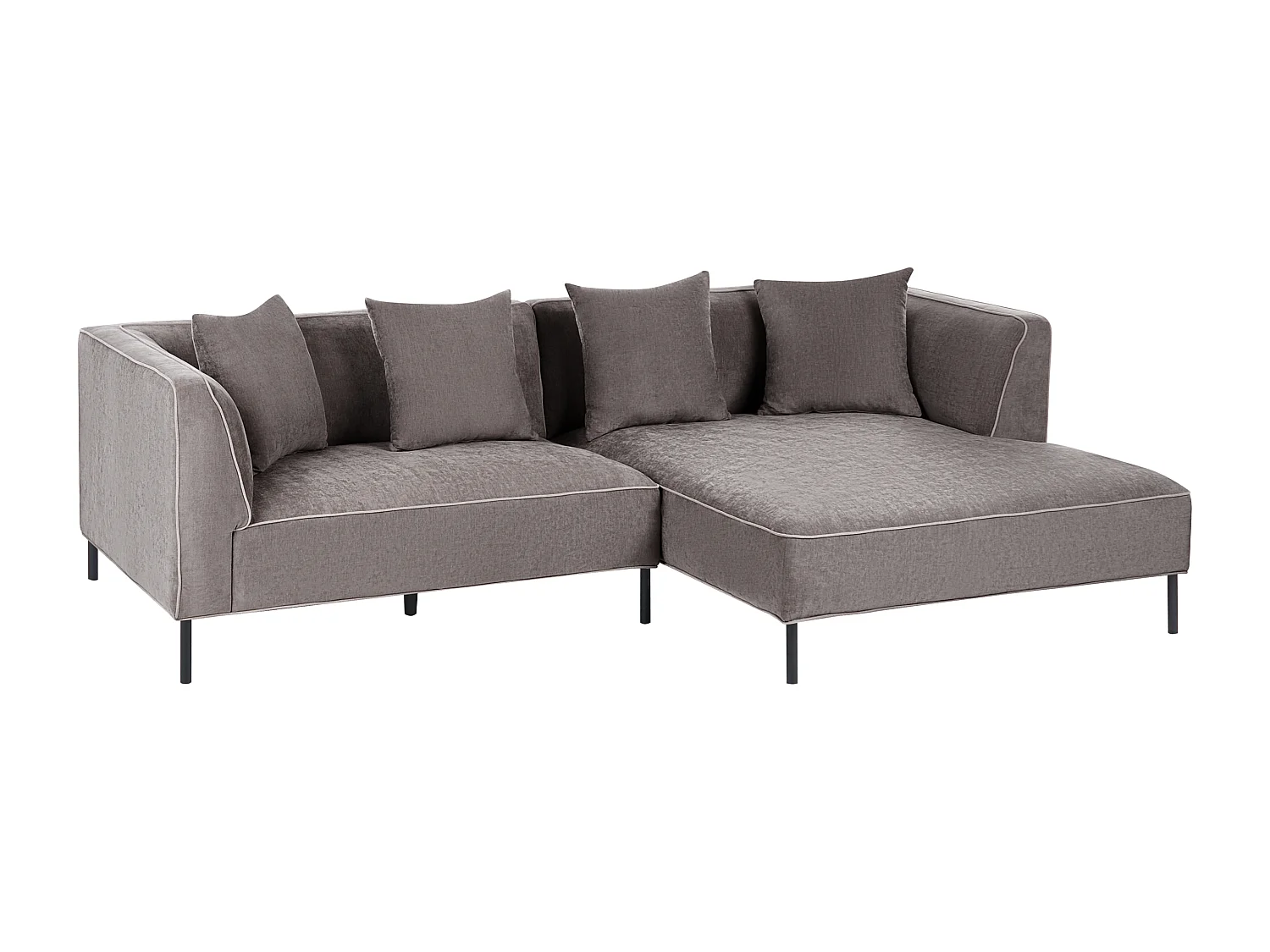 Canapé d'angle 3 places SATER Tissu chenille Taupe Côté droite