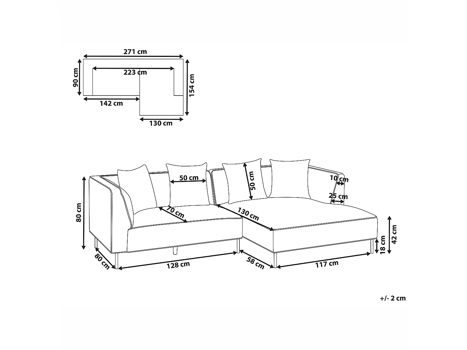 Corner Sofa 3 Seater SATER Chenille Taupe Left Hand