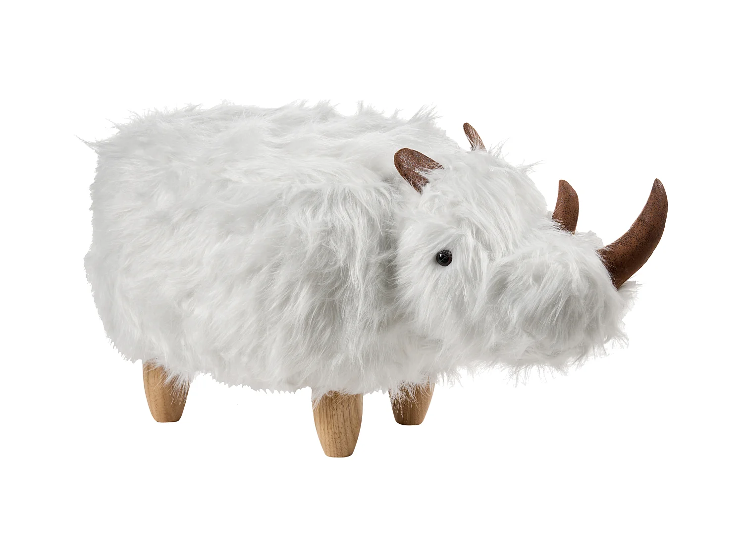 Tabouret animal WOOLLY Fourrure synthétique Blanc