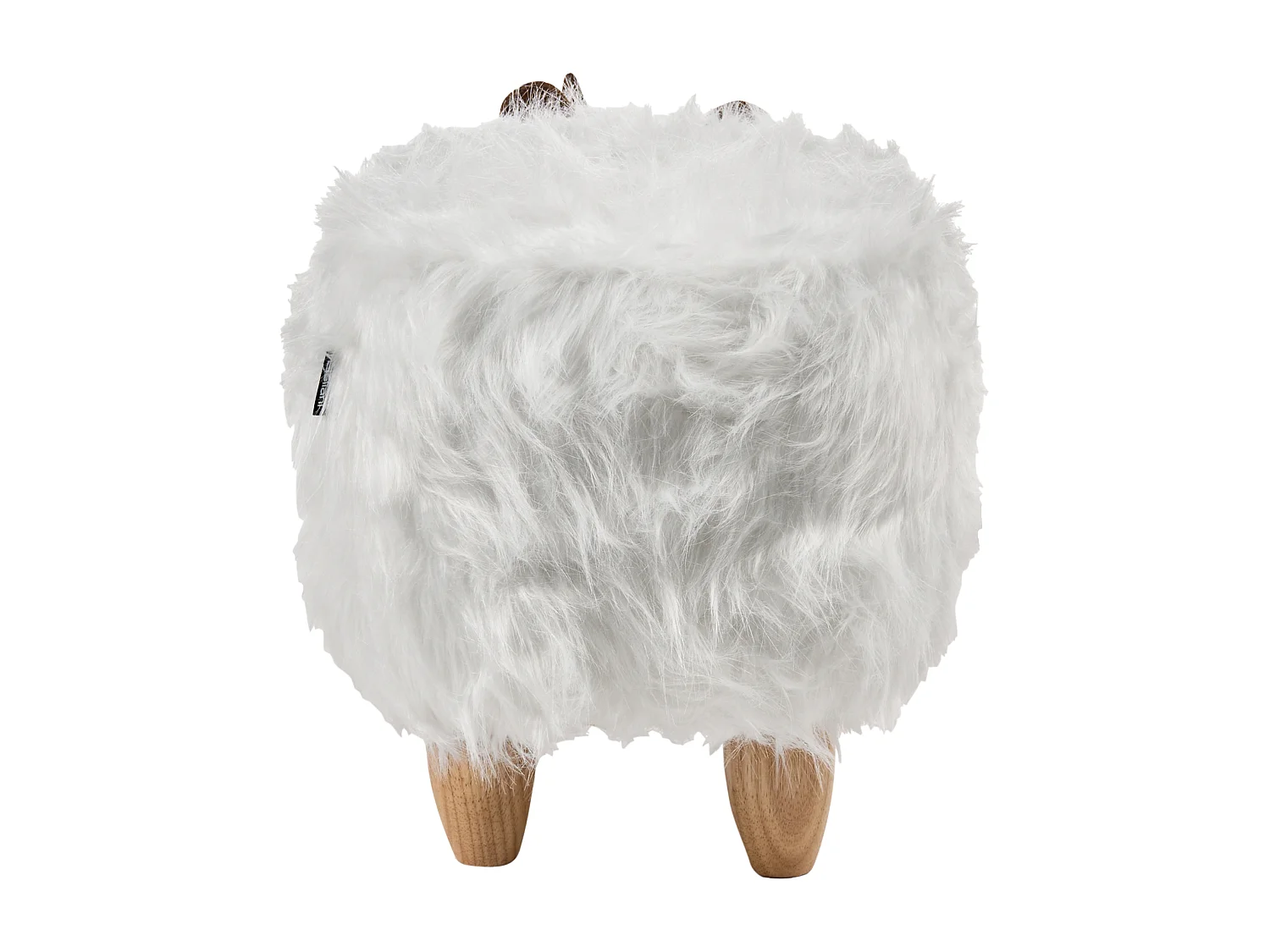 Tabouret animal WOOLLY Fourrure synthétique Blanc Rhinocéros