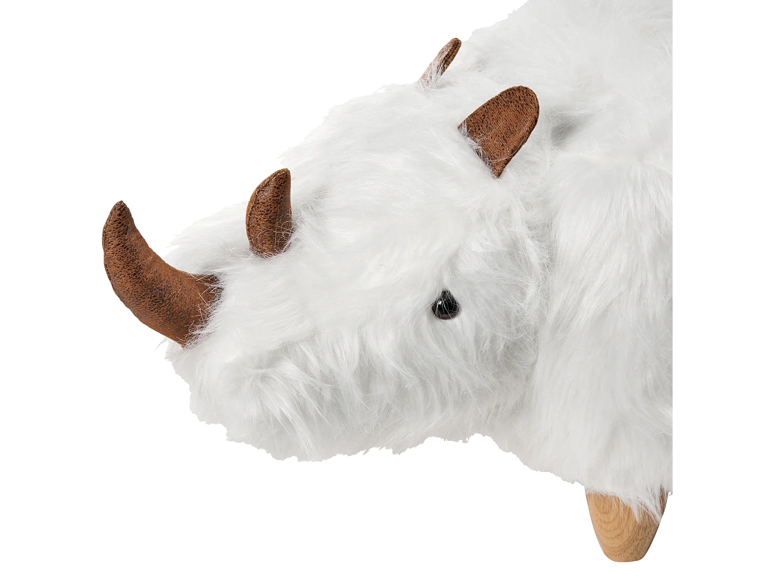 Tabouret animal WOOLLY Fourrure synthétique Blanc Rhinocéros