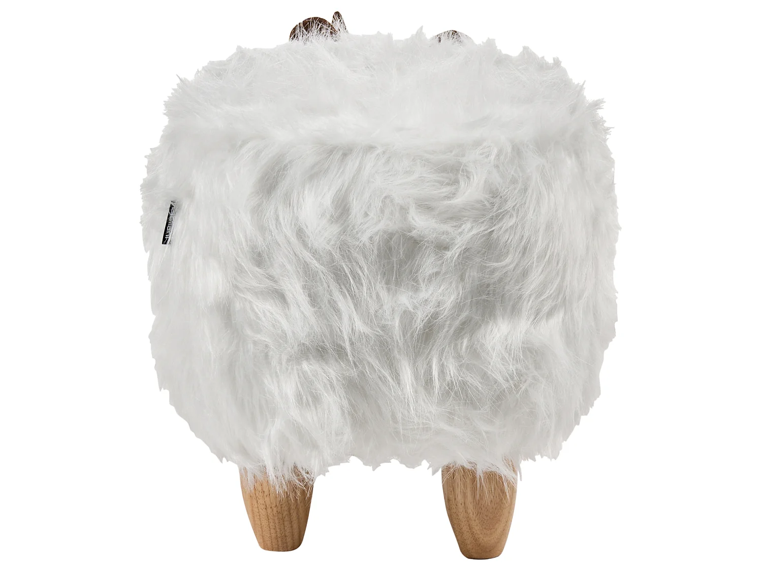 Tabouret animal WOOLLY Rhinocéros Fourrure synthétique Blanc
