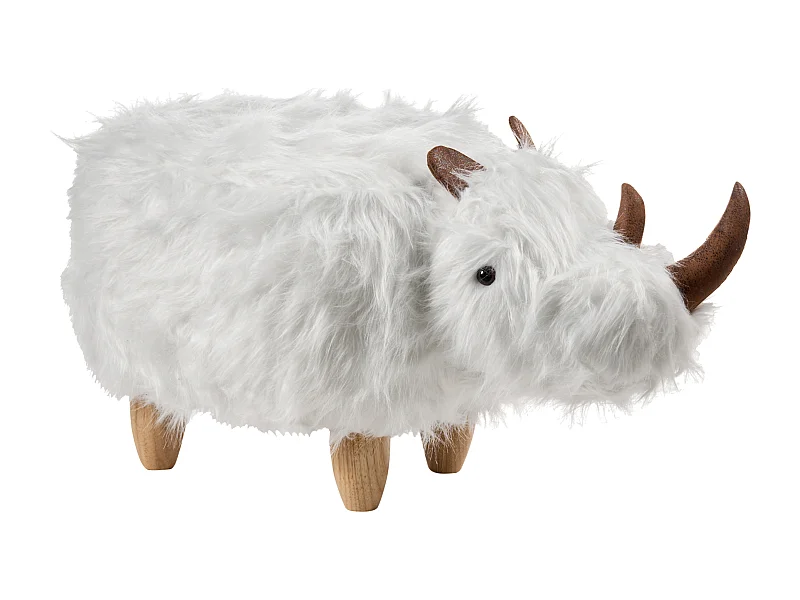 Tabouret animal WOOLLY Fourrure synthétique Blanc
