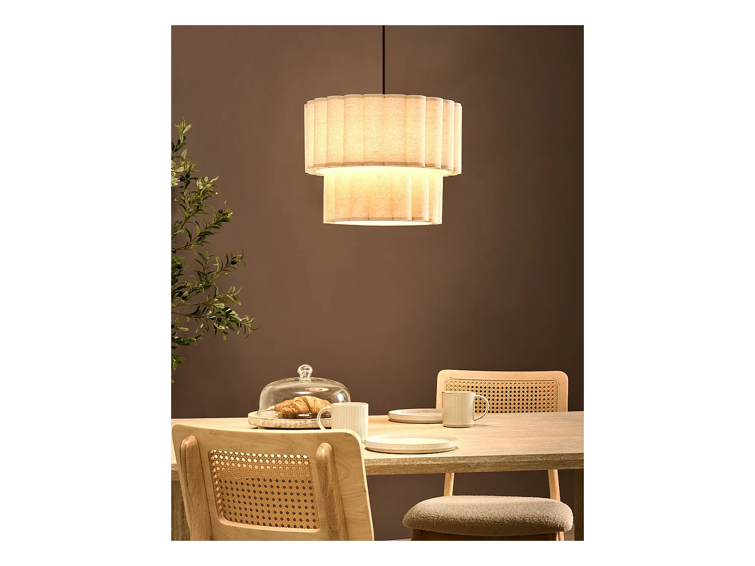 Lampe suspension BELESSA Lin Beige clair