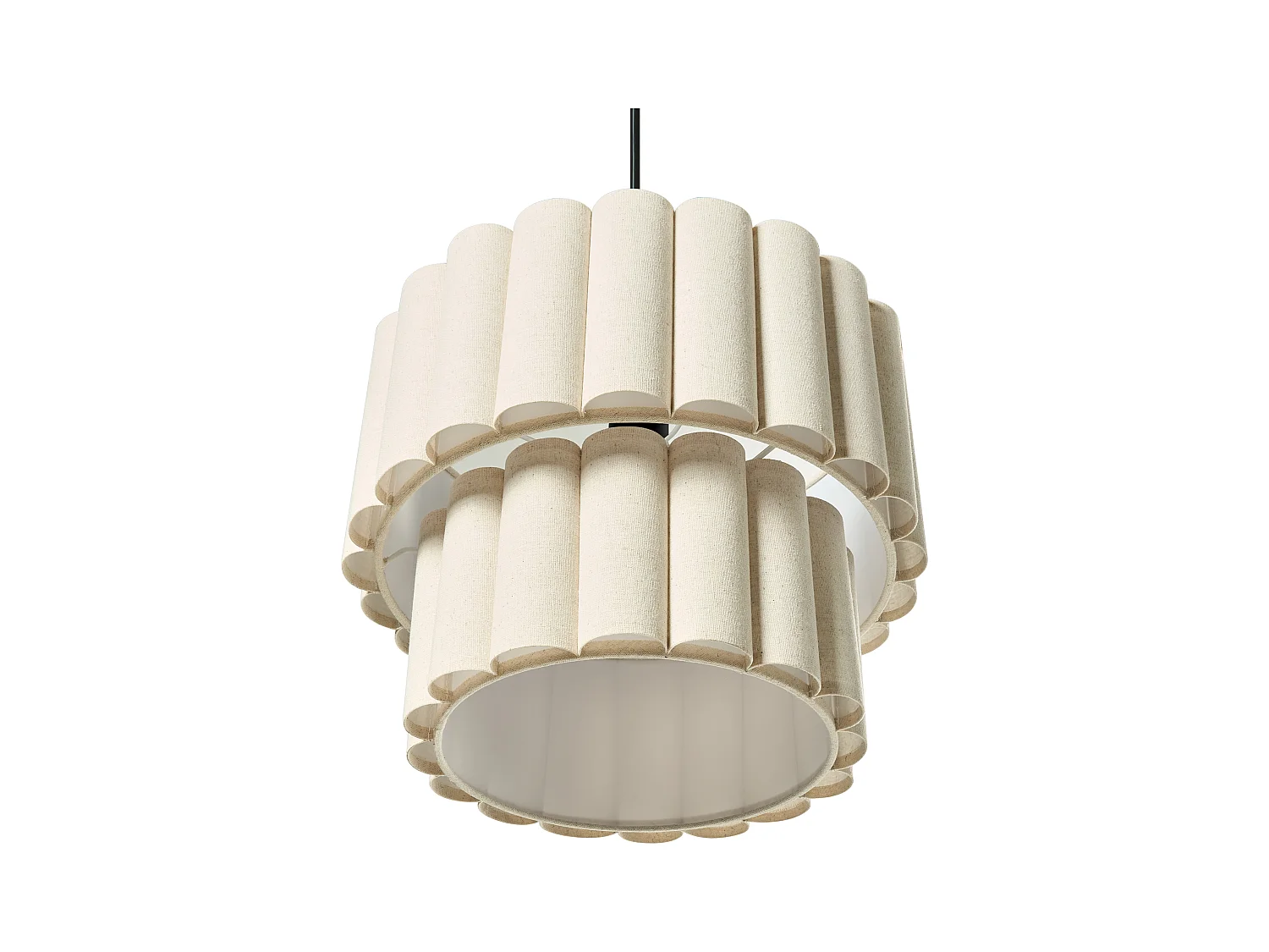 Lampe suspension BELESSA Lin synthétique Beige clair