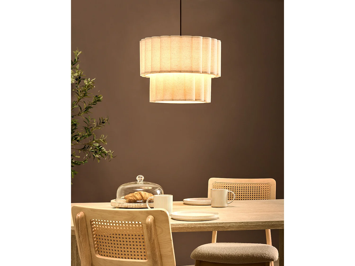 Lampe suspension BELESSA Lin Beige clair