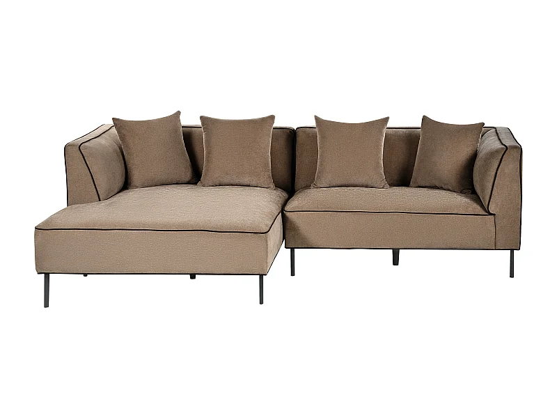 Canapé d'angle 3 places SATER Tissu chenille Marron clair Côté droit