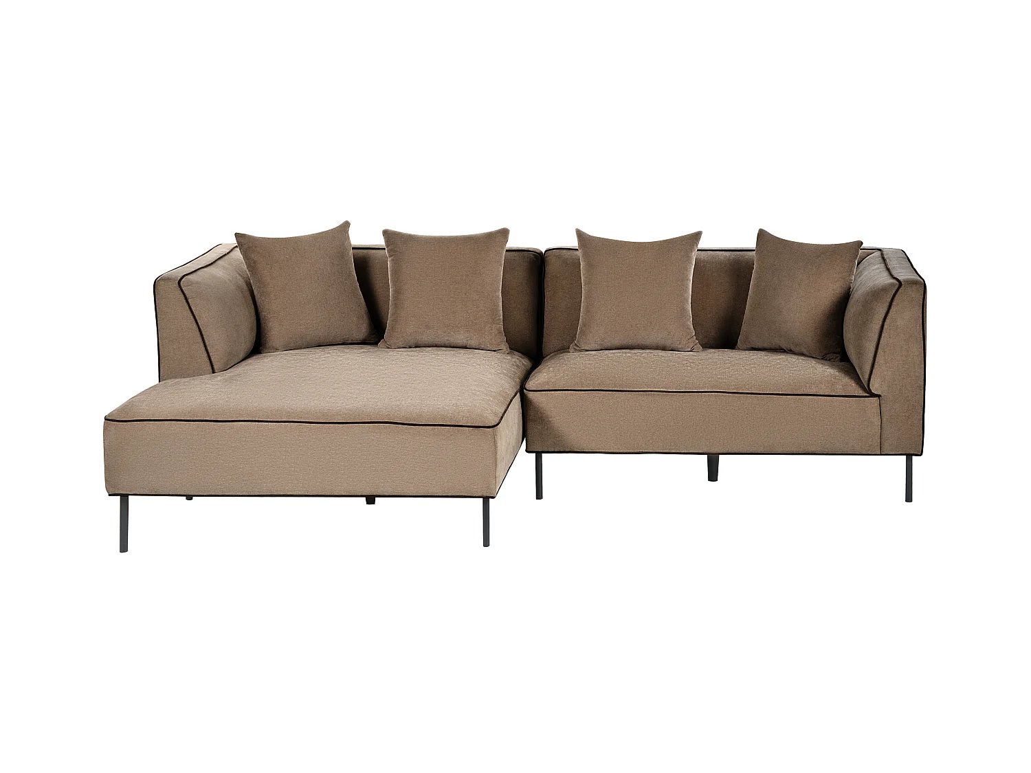 Canapé d'angle 3 places SATER Tissu chenille Marron clair Côté droit