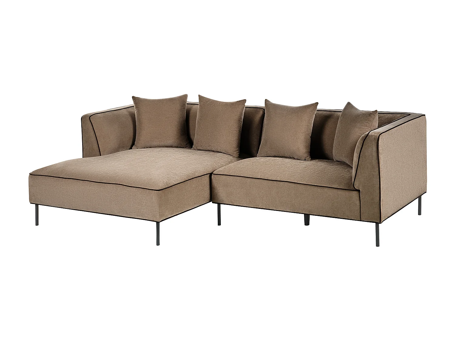 Canapé d'angle 3 places SATER Tissu chenille Marron clair Côté droit