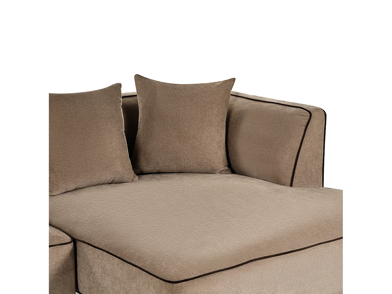 Canapé d'angle 3 places SATER Tissu chenille Marron clair Côté droit