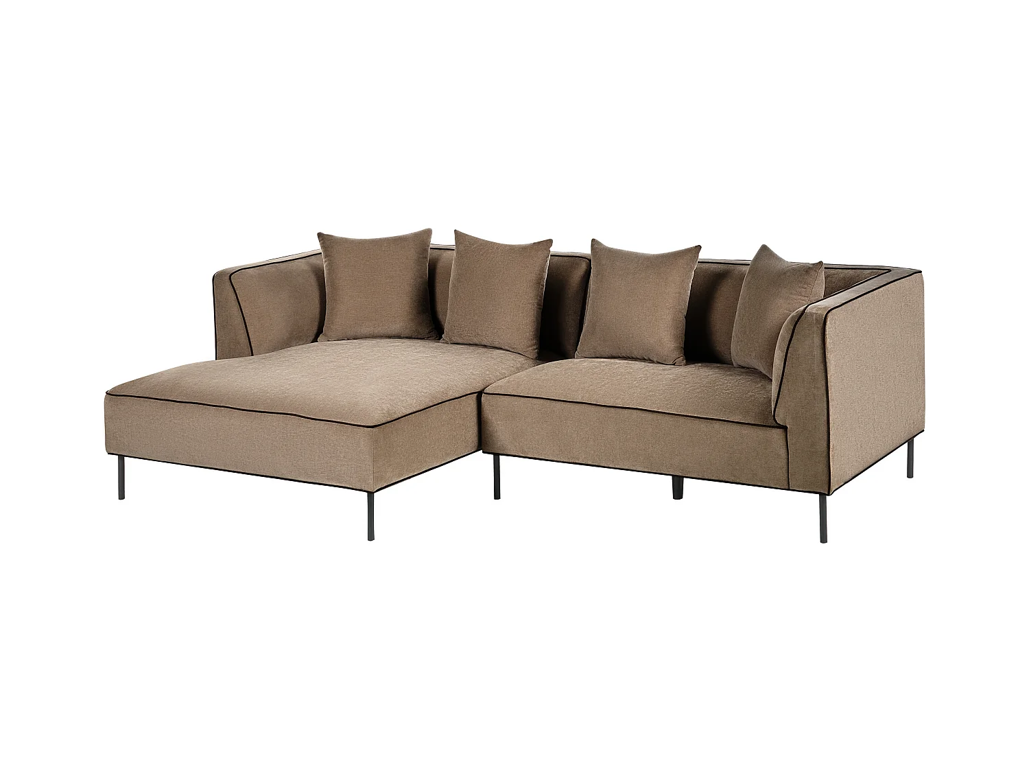 Canapé d'angle 3 places SATER Tissu chenille Marron clair Côté droit