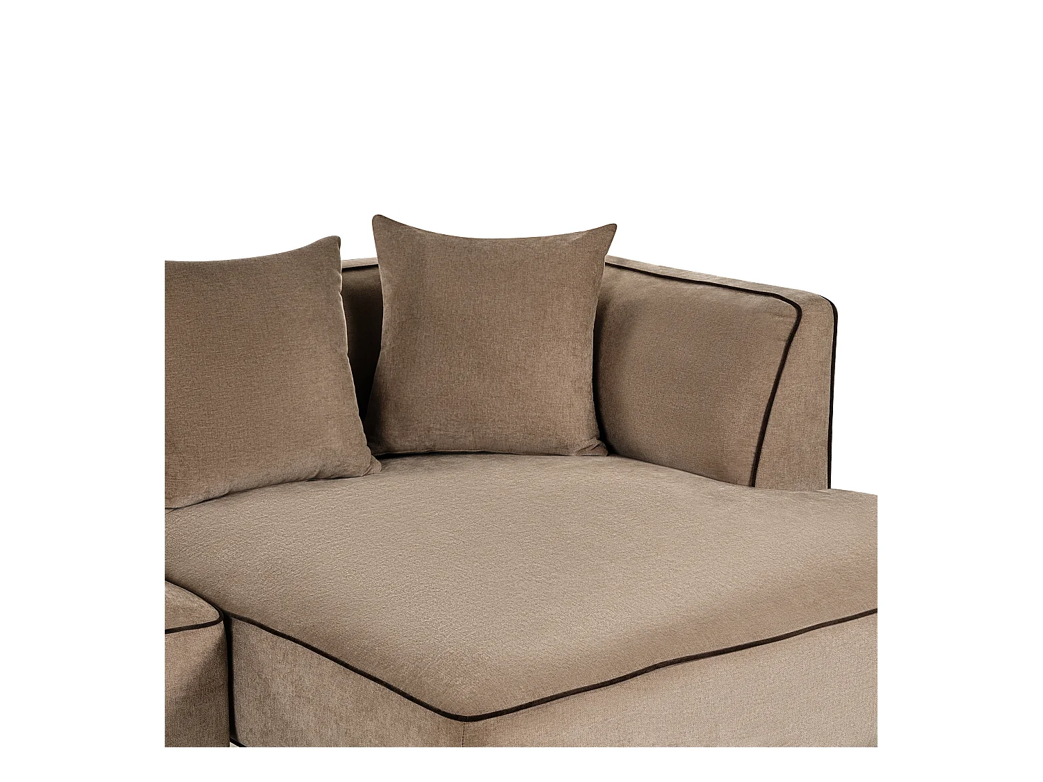 Canapé d'angle 3 places SATER Tissu chenille Marron clair Côté droit