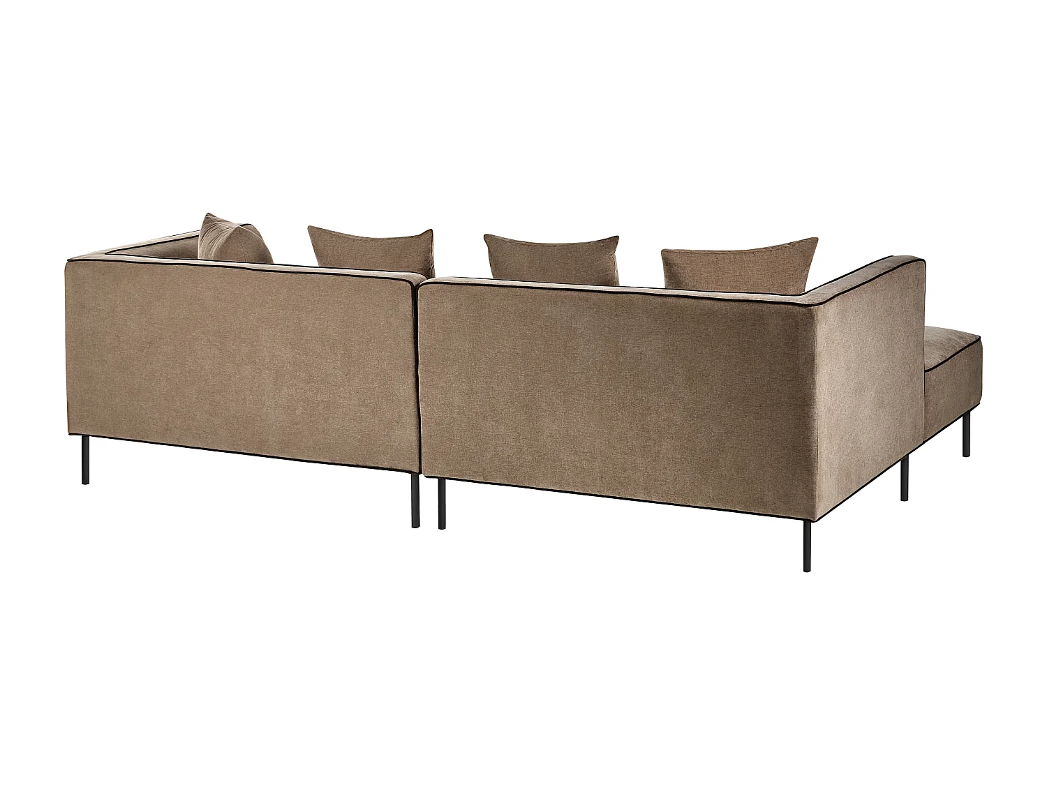 Canapé d'angle 3 places SATER Tissu chenille Marron clair Côté droit