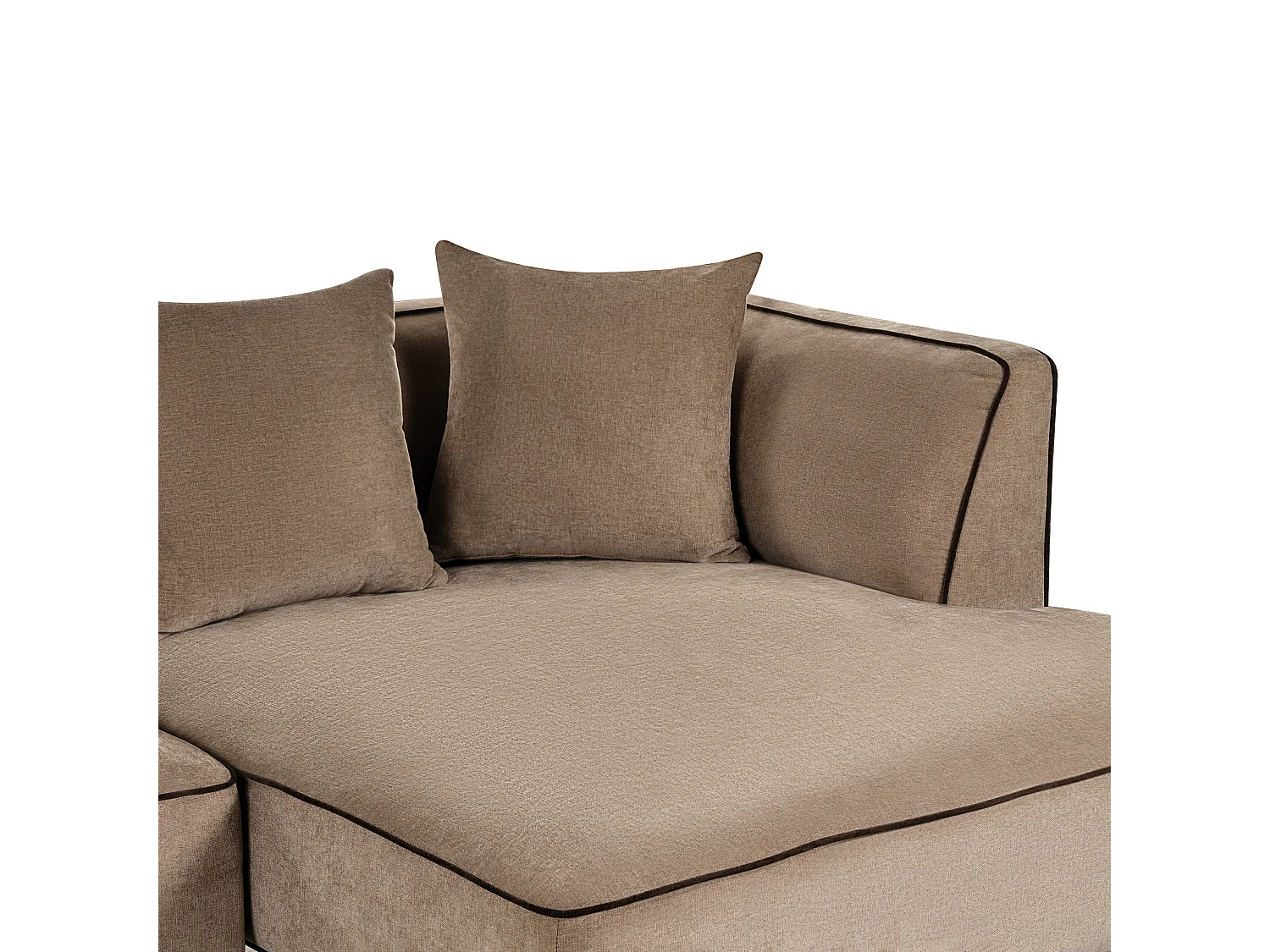 Canapé d'angle 3 places SATER Tissu chenille Marron clair Côté droit