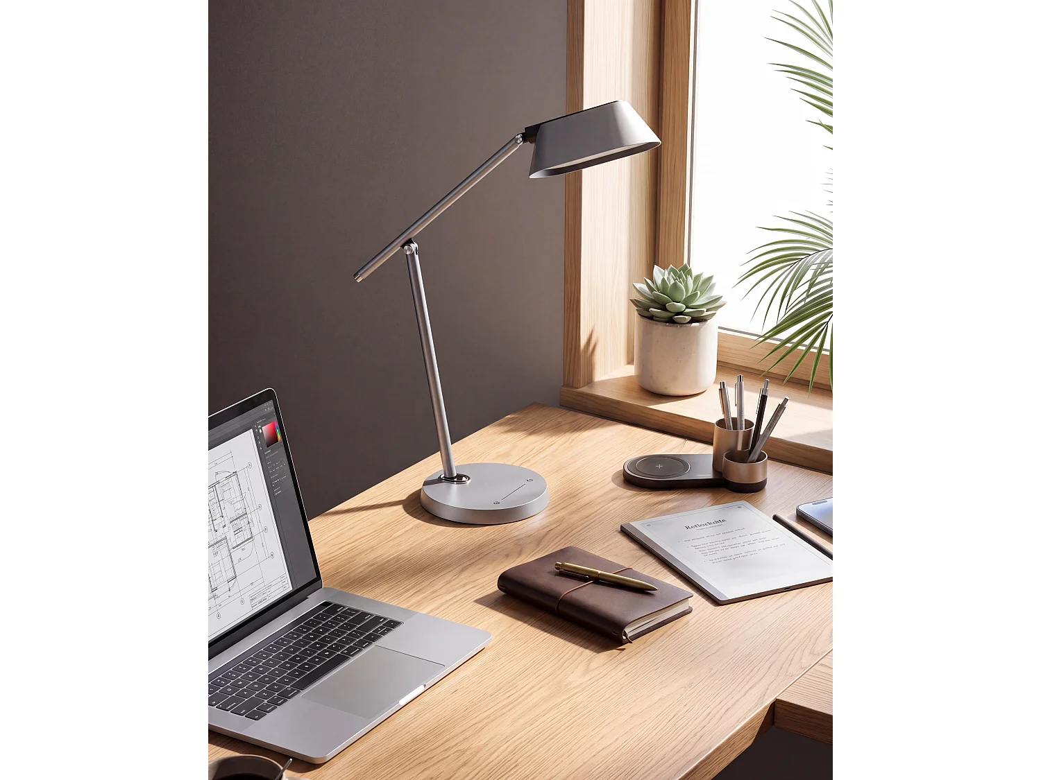 LED Desk Lamp LEONIS with Dimmer Grey