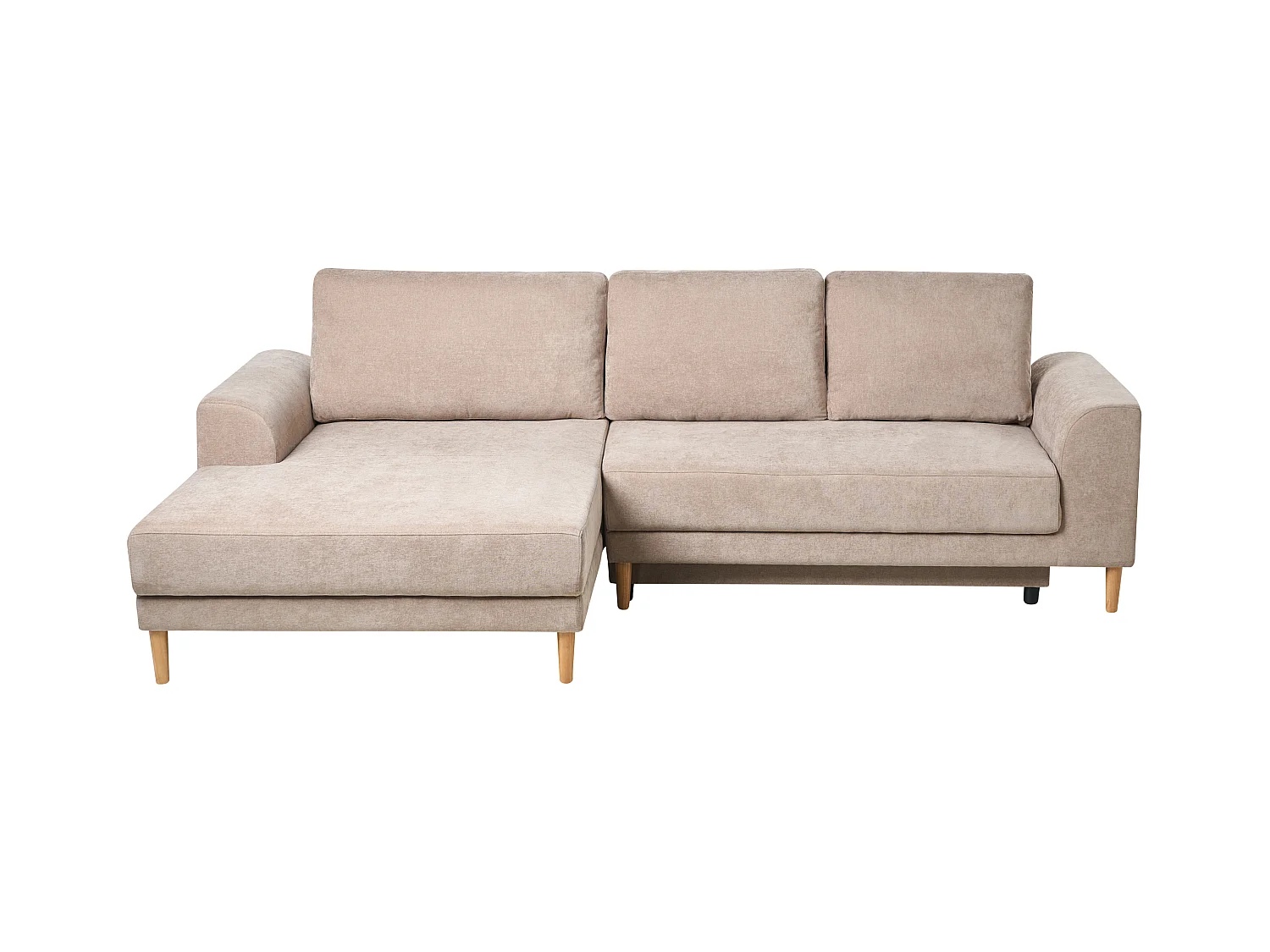 Canapé-lit d'angle 3 places NUBORG Tissu chenille Marron clair Côté droit