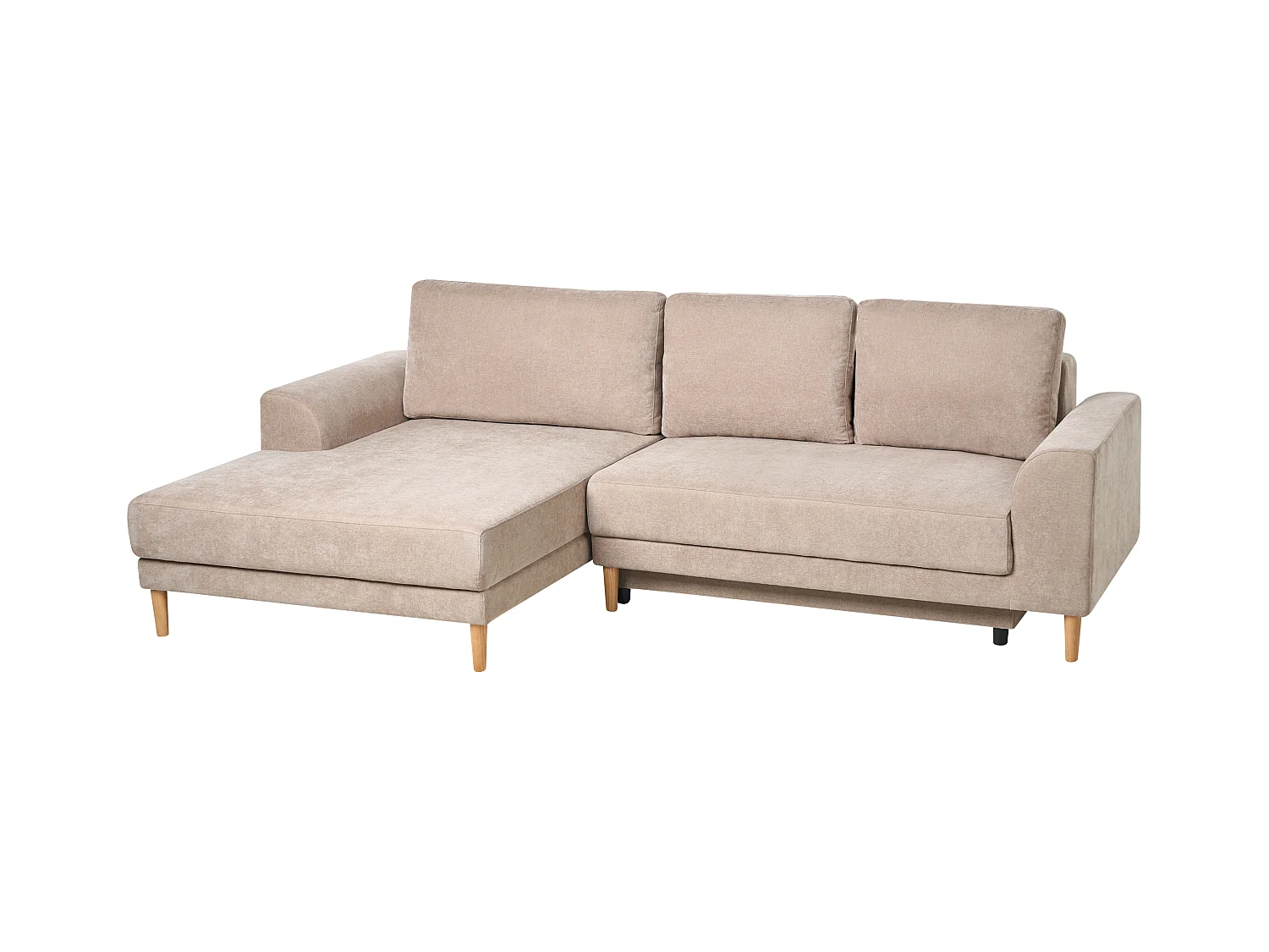 Canapé-lit d'angle 3 places NUBORG Tissu chenille Marron clair Côté droit