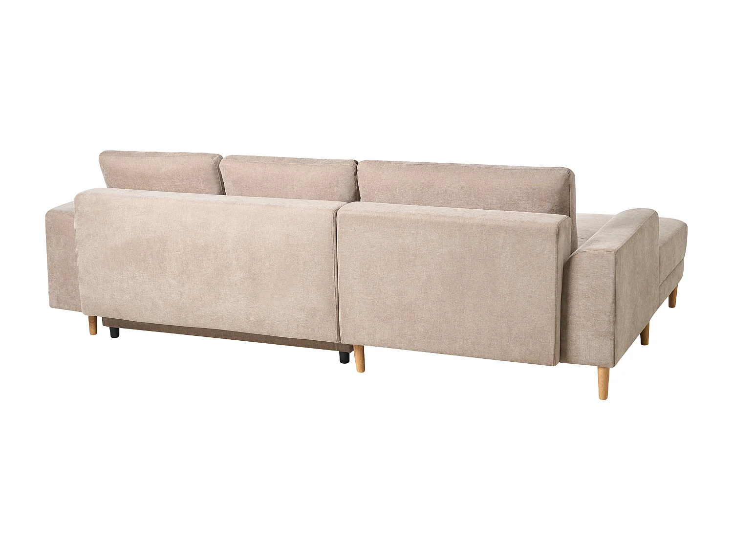 Canapé-lit d'angle 3 places NUBORG Tissu chenille Marron clair Côté droit