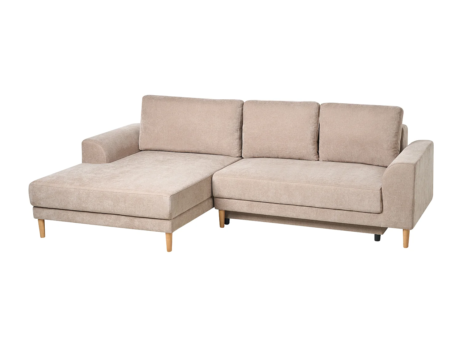 Canapé-lit d'angle 3 places NUBORG Tissu chenille Marron clair Côté droit