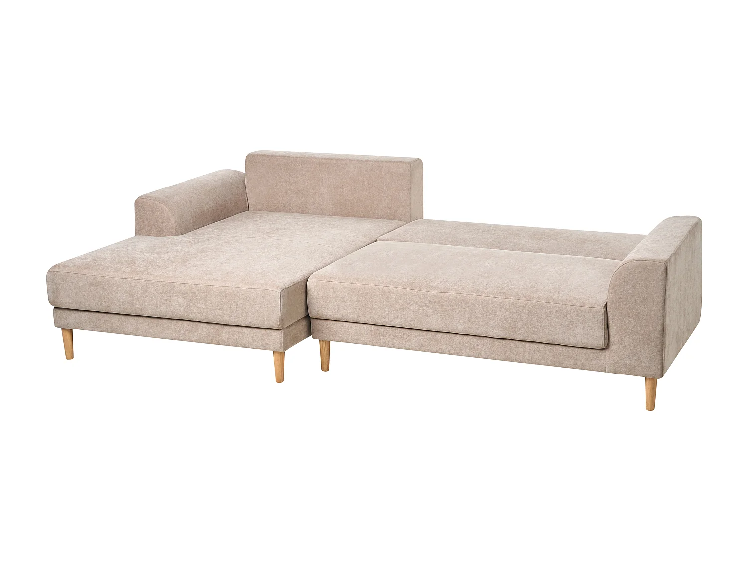 Canapé-lit d'angle 3 places NUBORG Tissu chenille Marron clair Côté droit