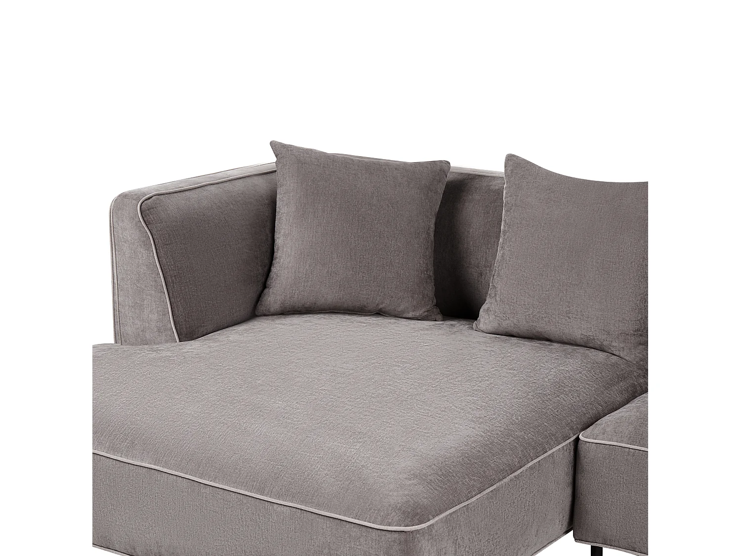 Canapé d'angle 3 places SATER Tissu chenille Taupe Côté droit