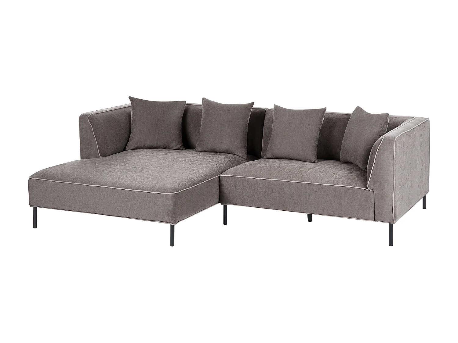 Canapé d'angle 3 places SATER Tissu chenille Taupe Côté droit