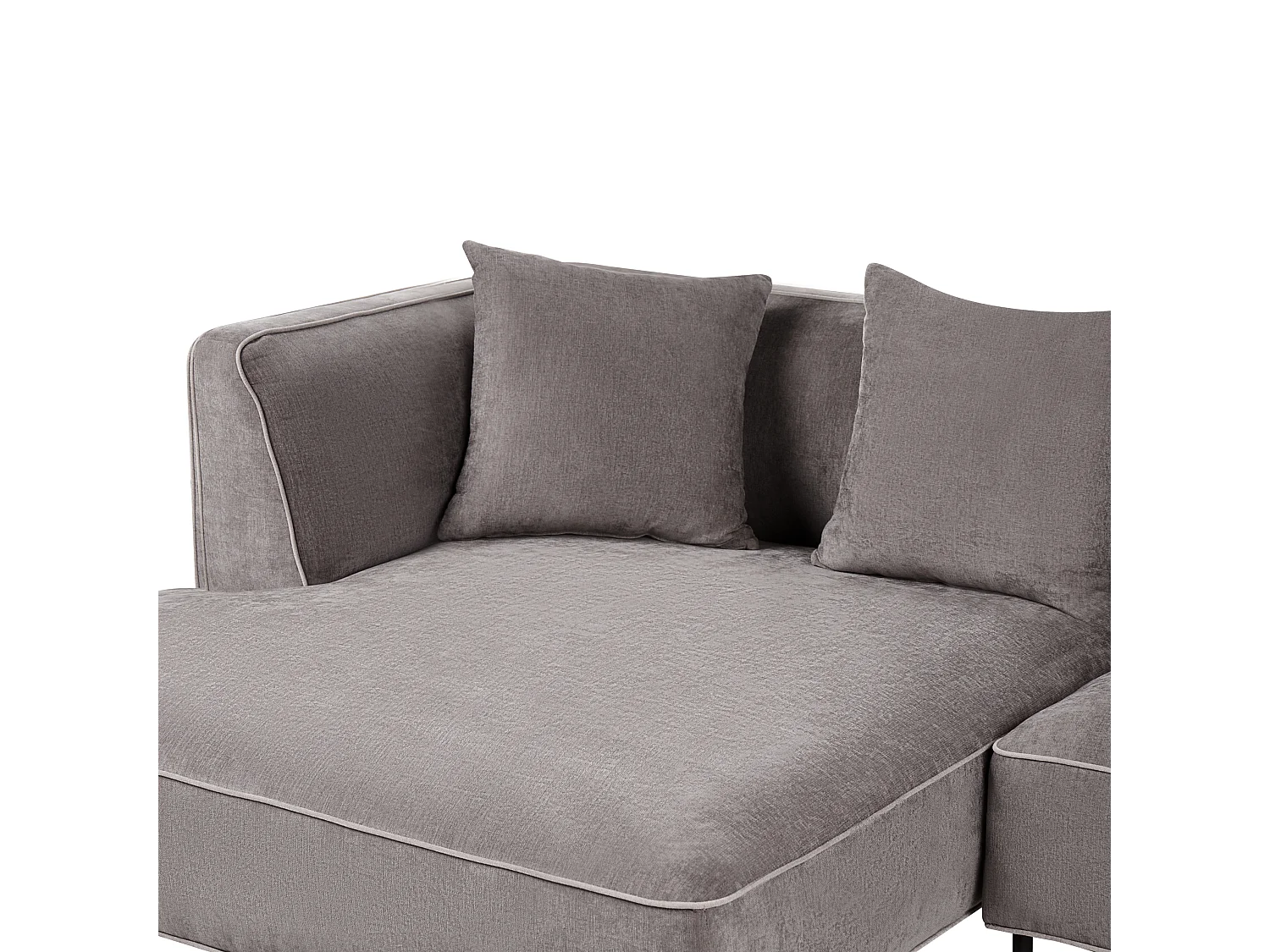 Canapé d'angle 3 places SATER Tissu chenille Taupe Côté droit